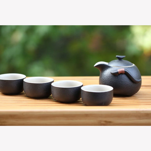 Rock Clay Gongfu Tea Service Teapot and Cups Portable Set
