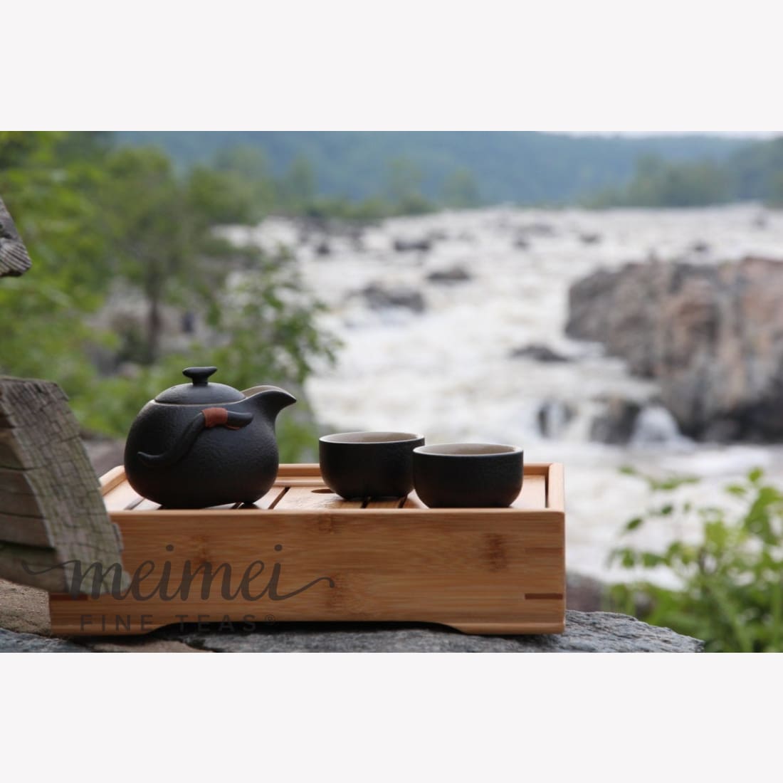 Rock Clay Gongfu Tea Service Teapot and Cups Portable Set