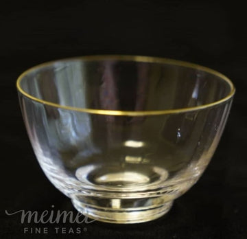 Tea Ware - Sasaki Fancy Gold Rim Clear Glass Cup Handmade - MeiMei