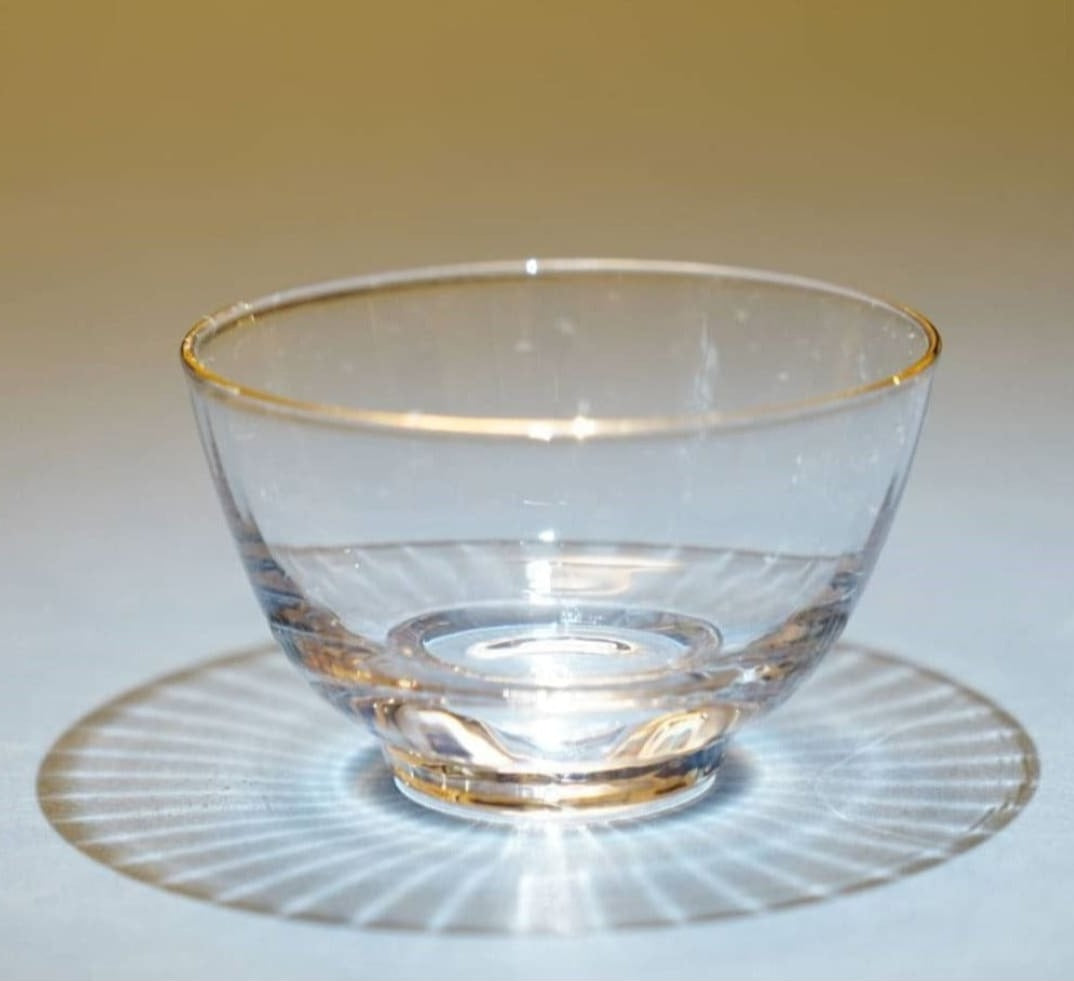 Sasaki Fancy Gold Rim Clear Glass Cup Handmade