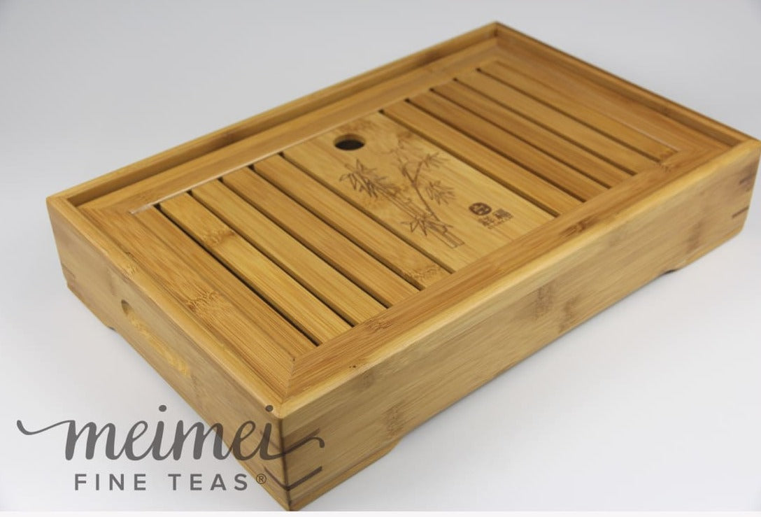 Portable Bamboo Gongfu Tea Service Tray with Water Storage