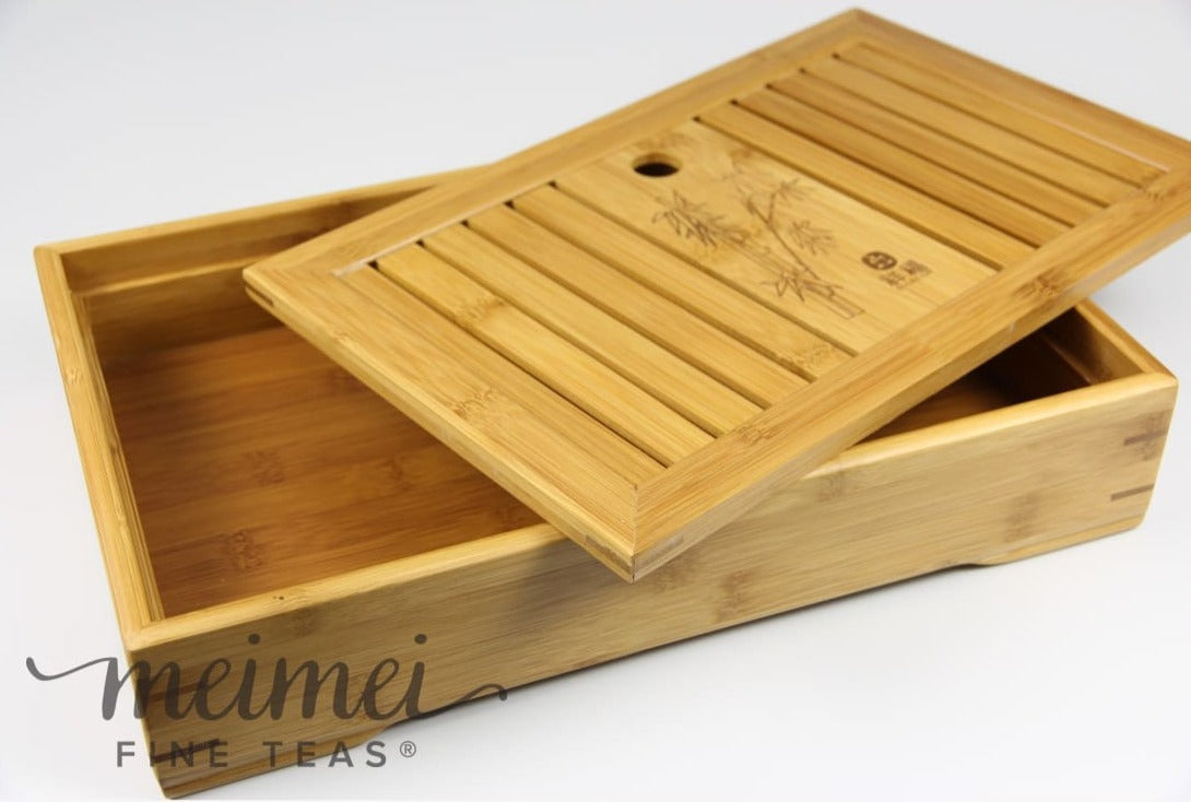 Portable Bamboo Gongfu Tea Service Tray with Water Storage