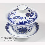 Traditional Blue and White Porcelain Gaiwan Buddhist Intertwined Lotus